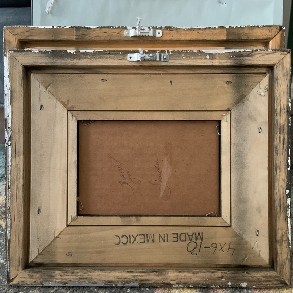 Original Framed Painting Kitchen Dining Eggplant Tomato Garlic 4x6 inch - Picture 4 of 4